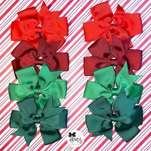 Christmas hair bows  - red and green